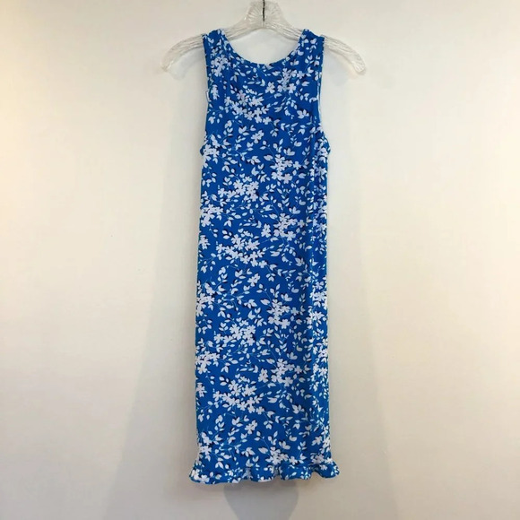 Draper James Floral Bohemian Blue Slip Wide Strap Scoop Neck Mini Dress S NWT - Picture 6 of 7